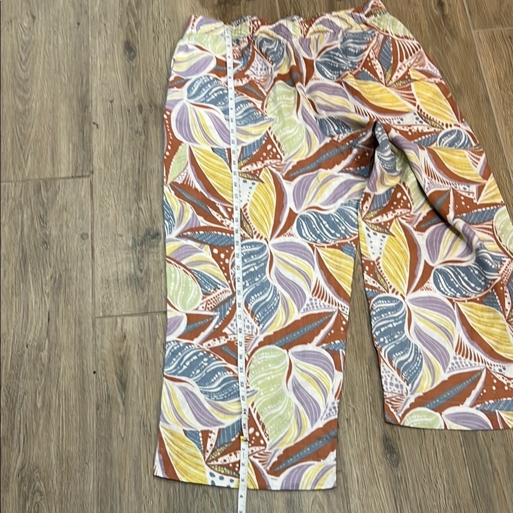 C&C California Linen Pants Crop Flowy Maxi Resort Island Hawaii Wide Leg Pockets - Picture 8 of 10
